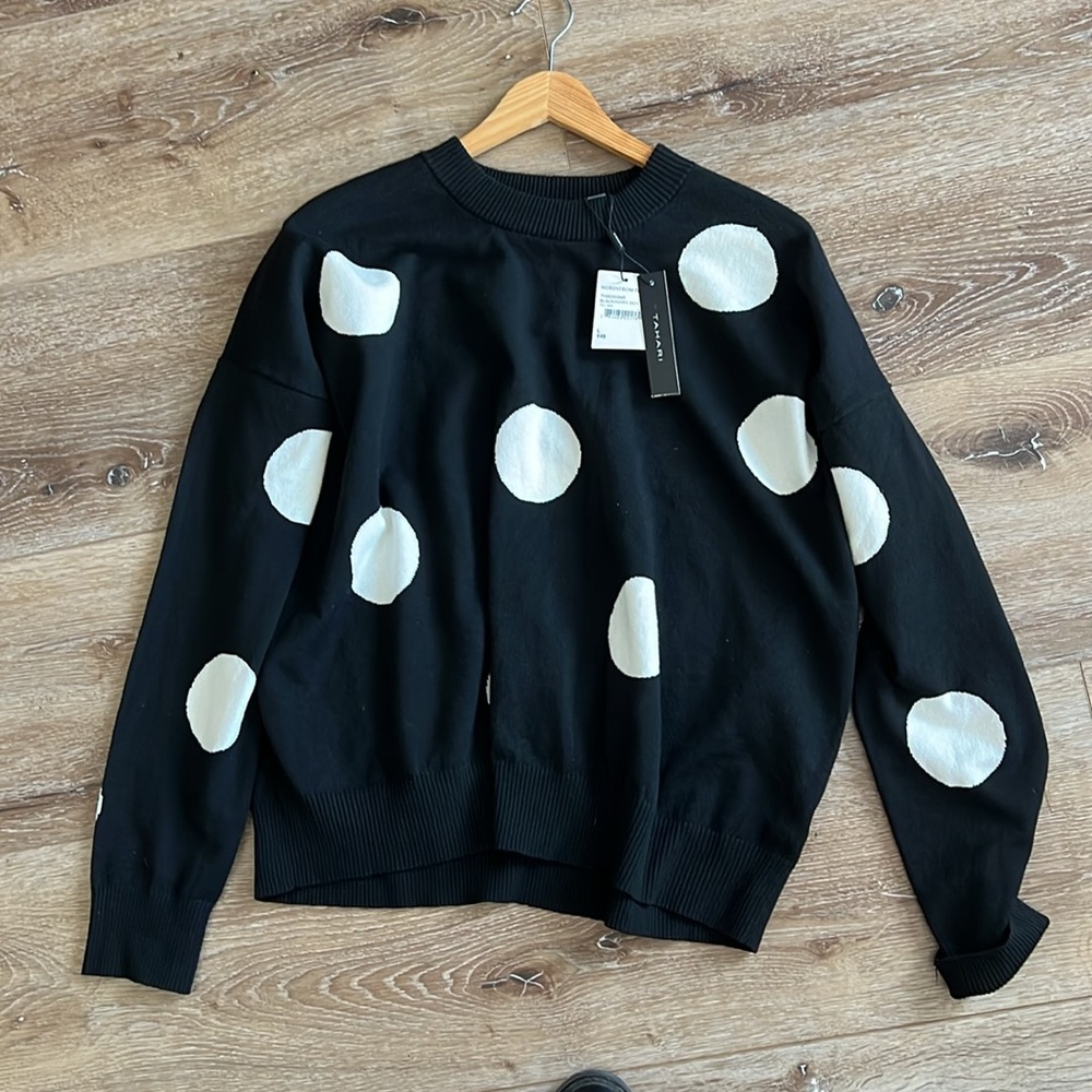 Tahai Black and White Polka Dot Sweater